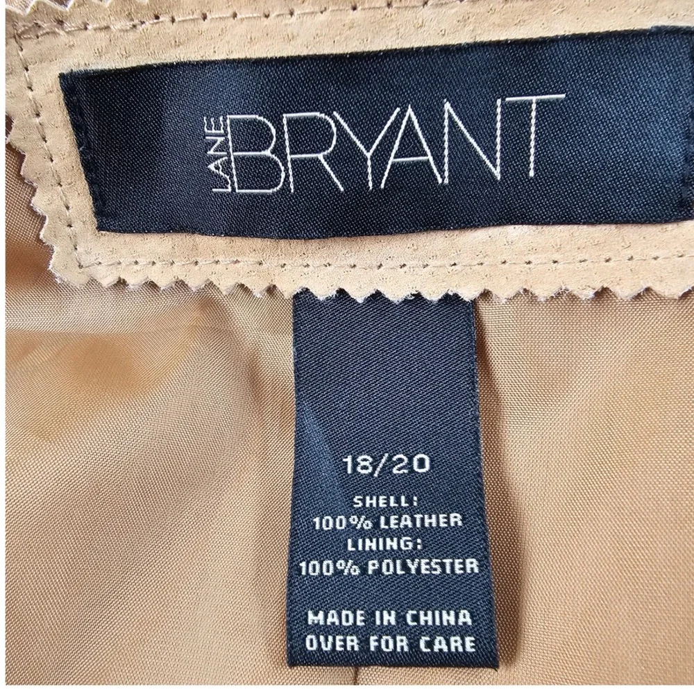 Lane Bryant Leather Jacket Womens 18/20 Brown Outer Shell Notch Lapel Button-Up - Picture 8 of 14